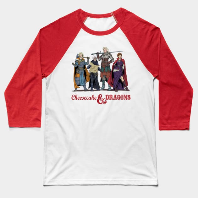 Cheesecake & Dragons Baseball T-Shirt by JohnLattaArt